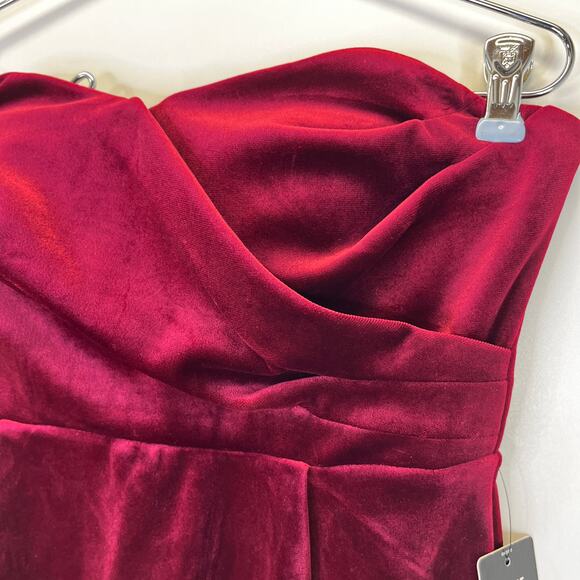 Express Velvet Strapless Midi Sheath dress ruby - S - Picture 4 of 13